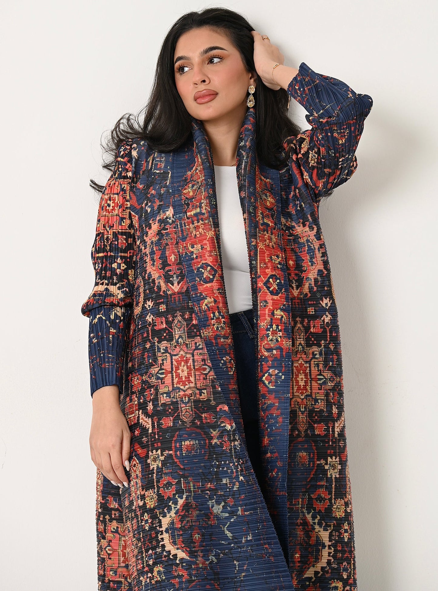 FAB108-Patterned Pleats Abaya With headscarf
