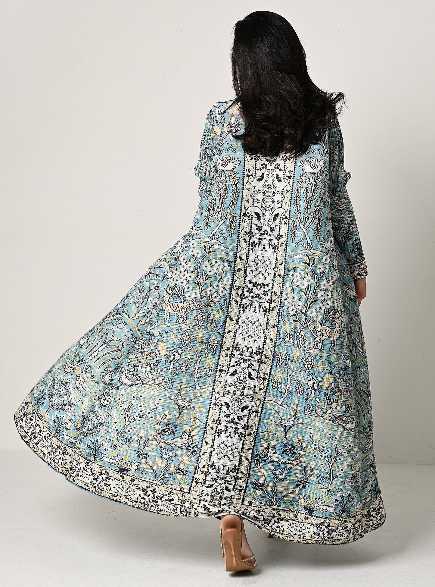 FAB109-Tiffany Patterned Pleats Abaya With headscarf