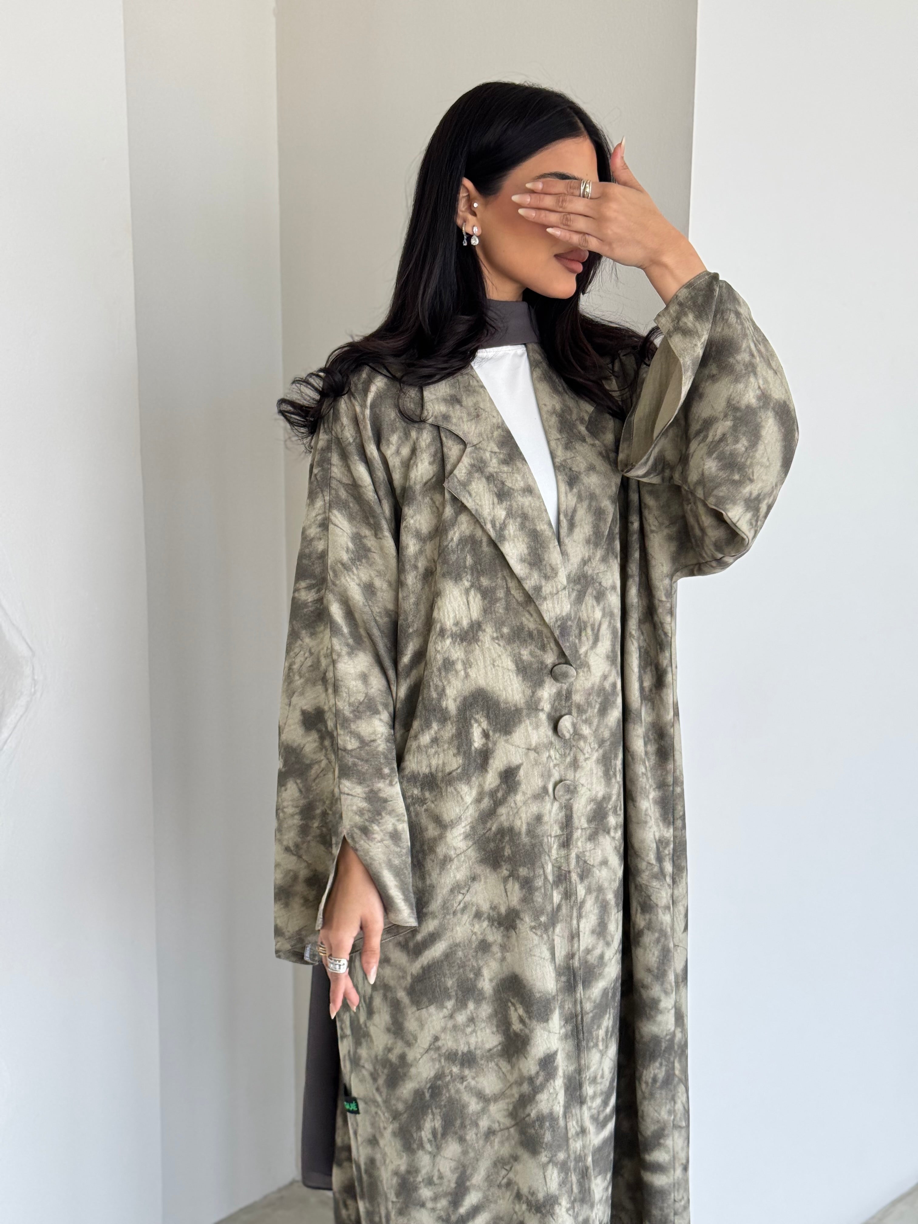 FAB179- Beige Blazer Cut Abaya