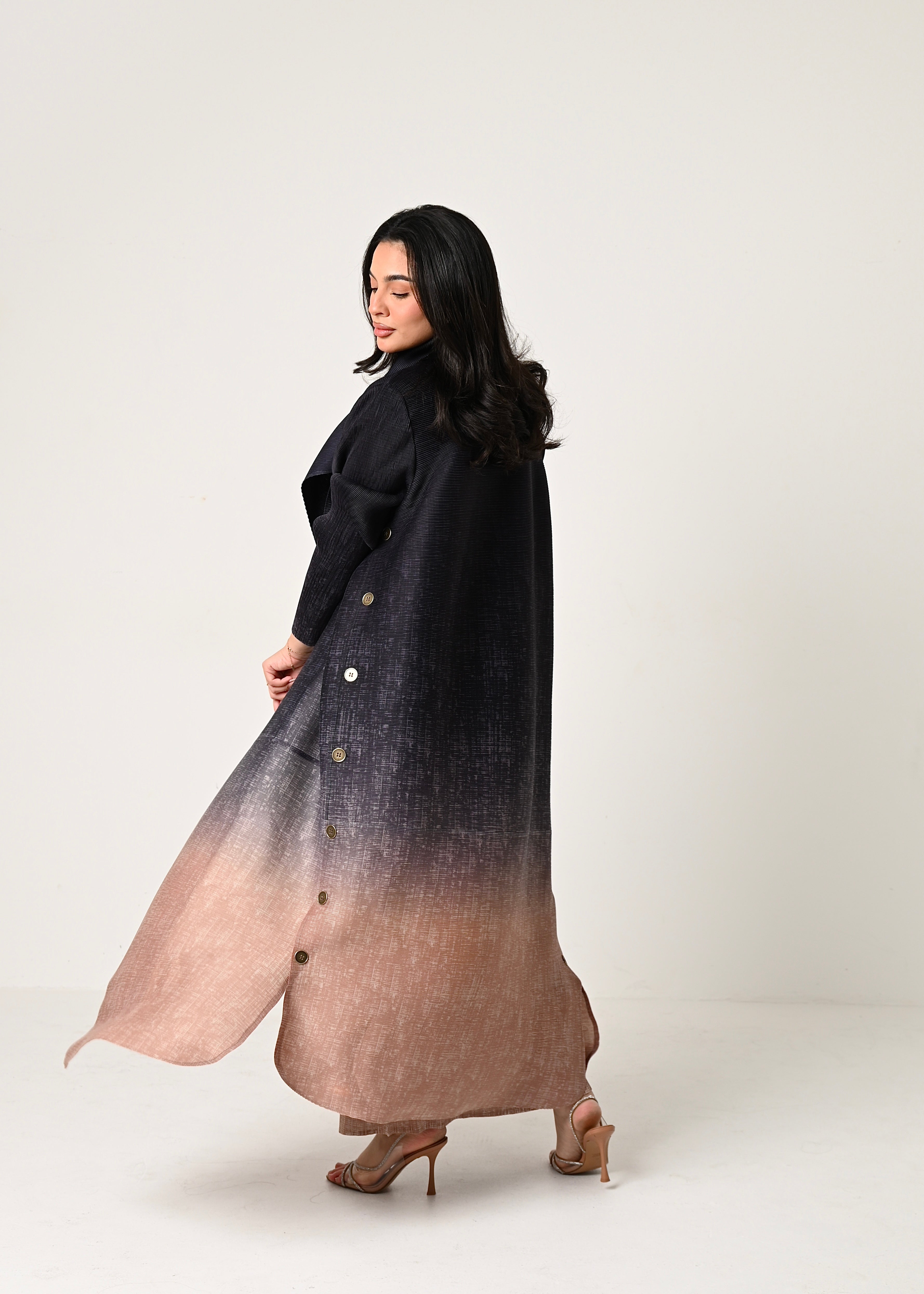 Ombré Pleats Abaya with dress