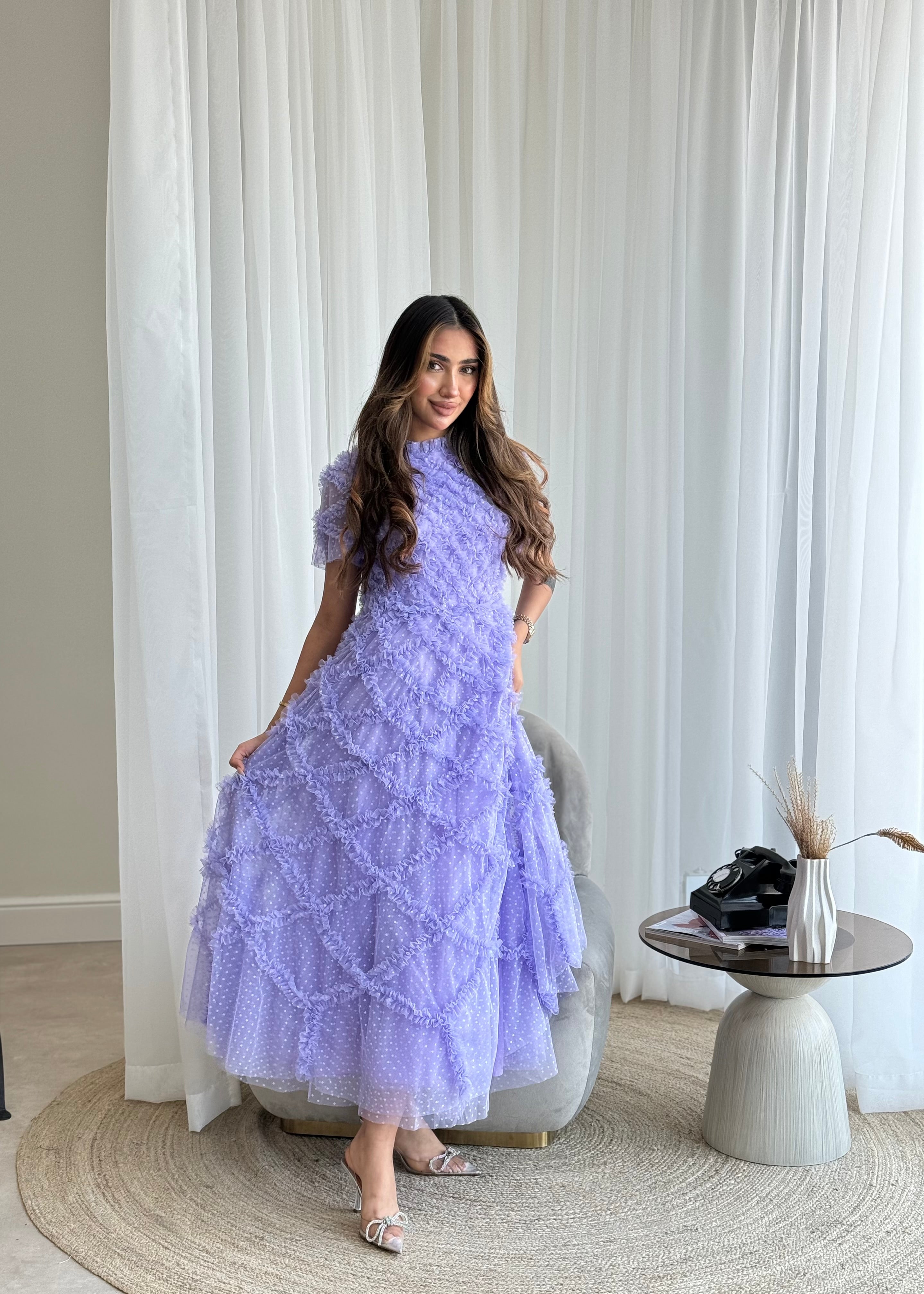 Lavender Tulle Midi Dress