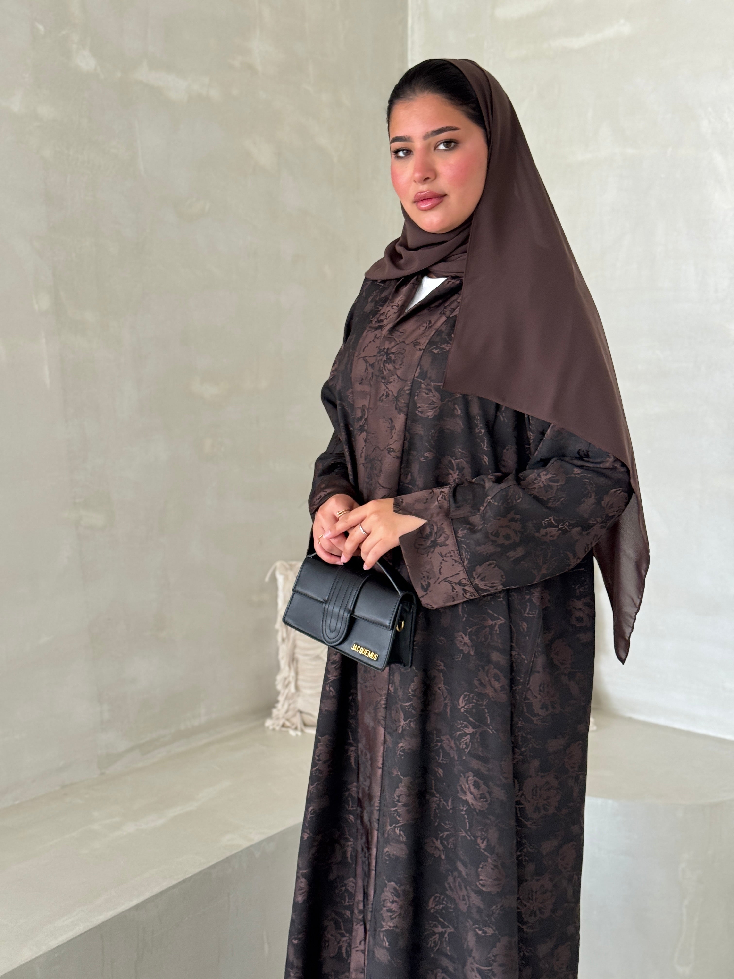 FAB192- Brown Double-face Crepe Abaya