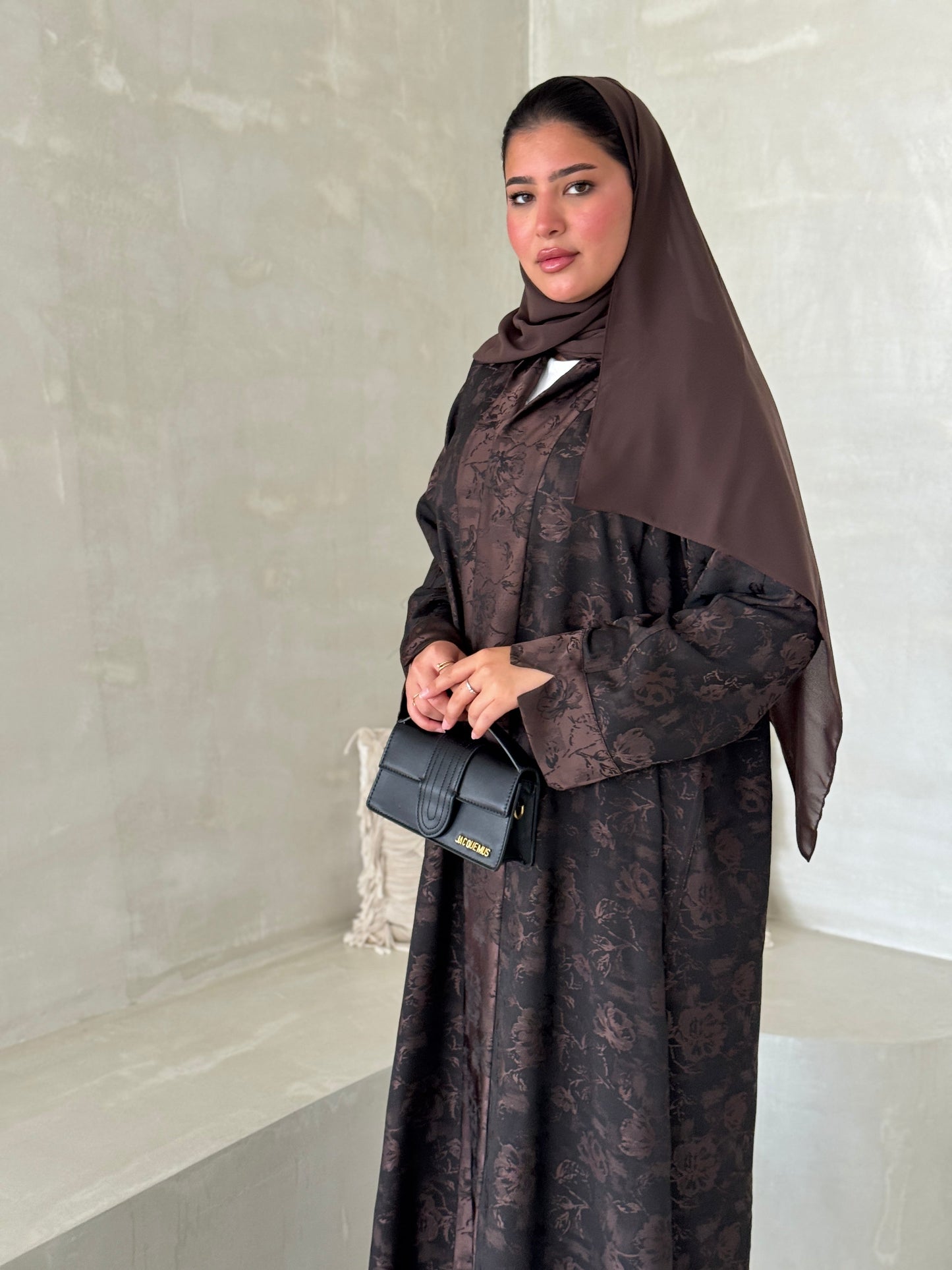 FAB192- Brown Double-face Crepe Abaya