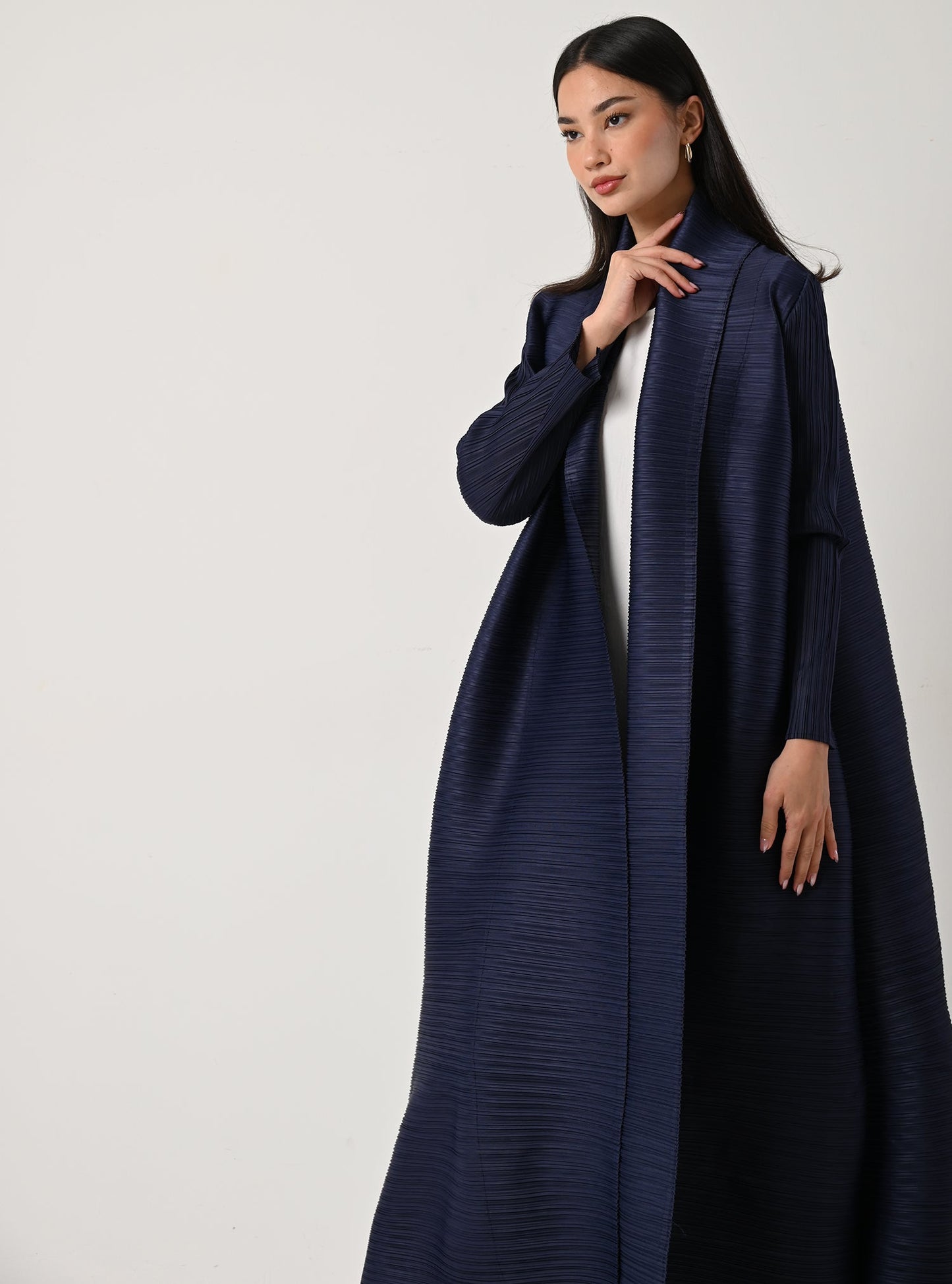 FAB113-Midnight Blue Pleats Abaya with headscarf