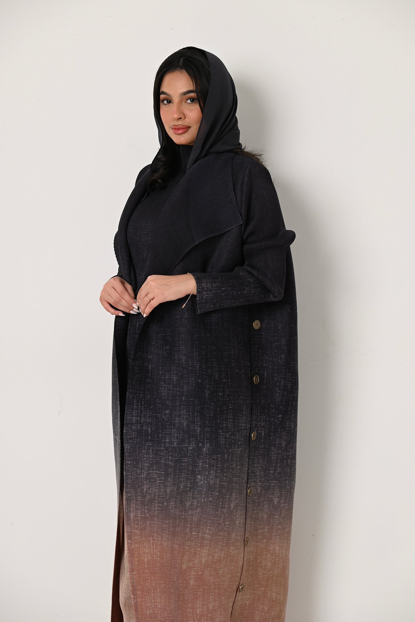 Ombré Pleats Abaya with dress