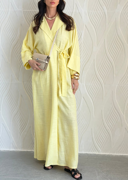 FAB314-Yellow Linen Summer Dress