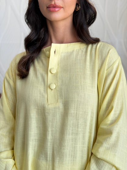 FAB306- Yellow Basic Linen Summer Set