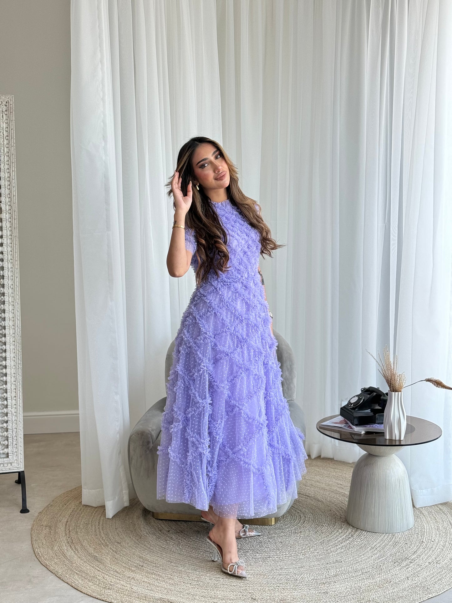 Lavender Tulle Midi Dress