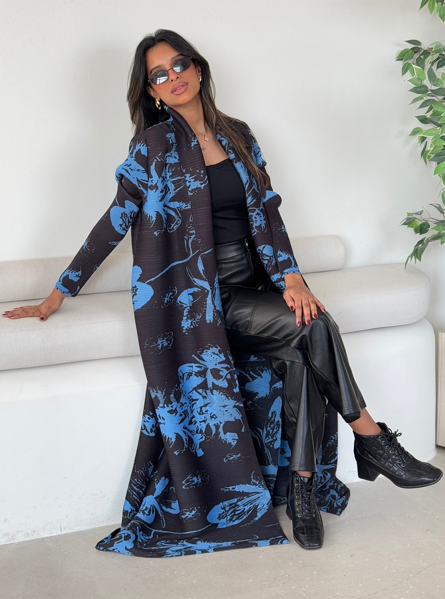 FAB122-Aqua Patterned Abaya With Headscarf