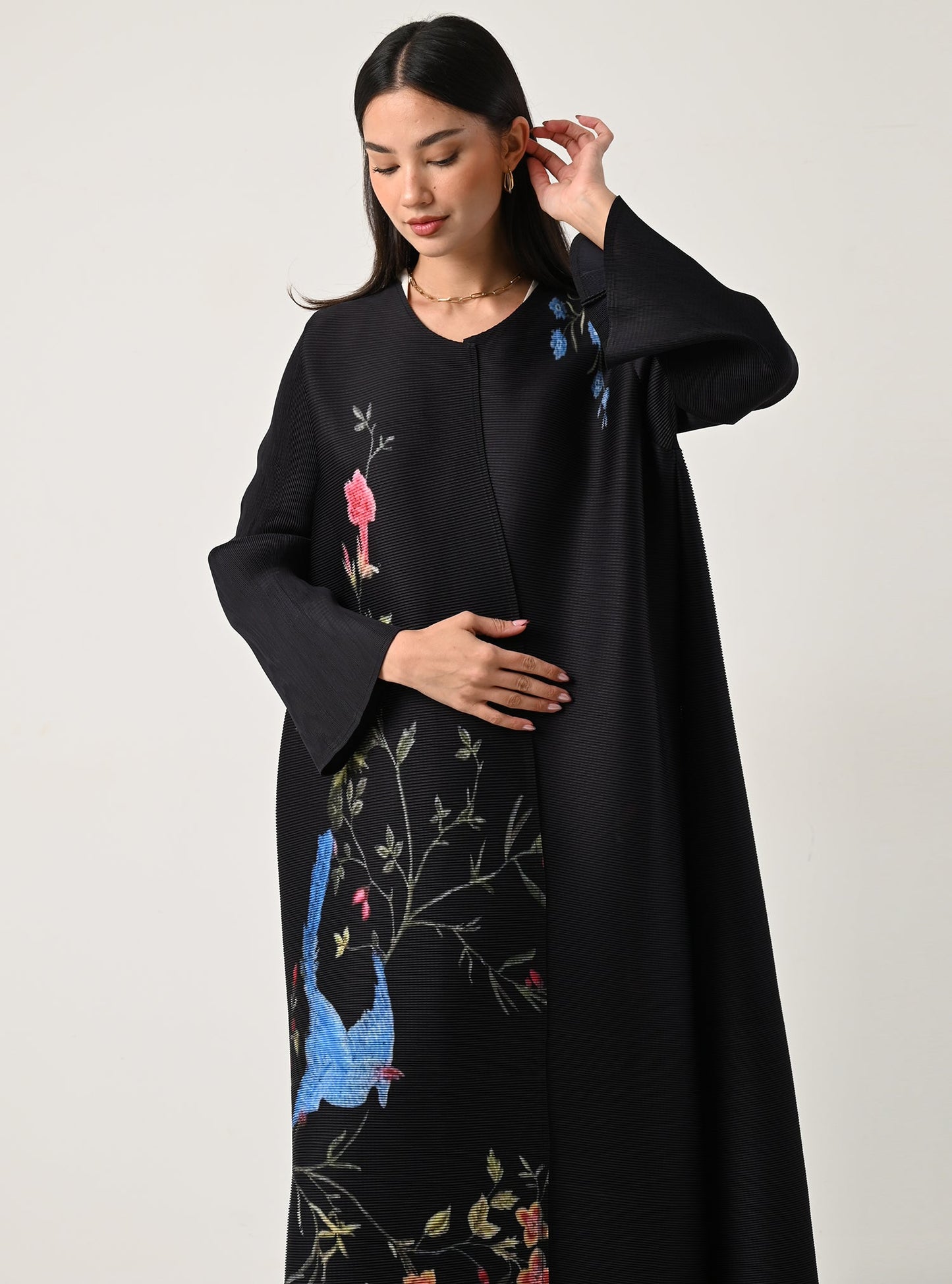 FAB114-Portrait Pleats Abaya with headscarf