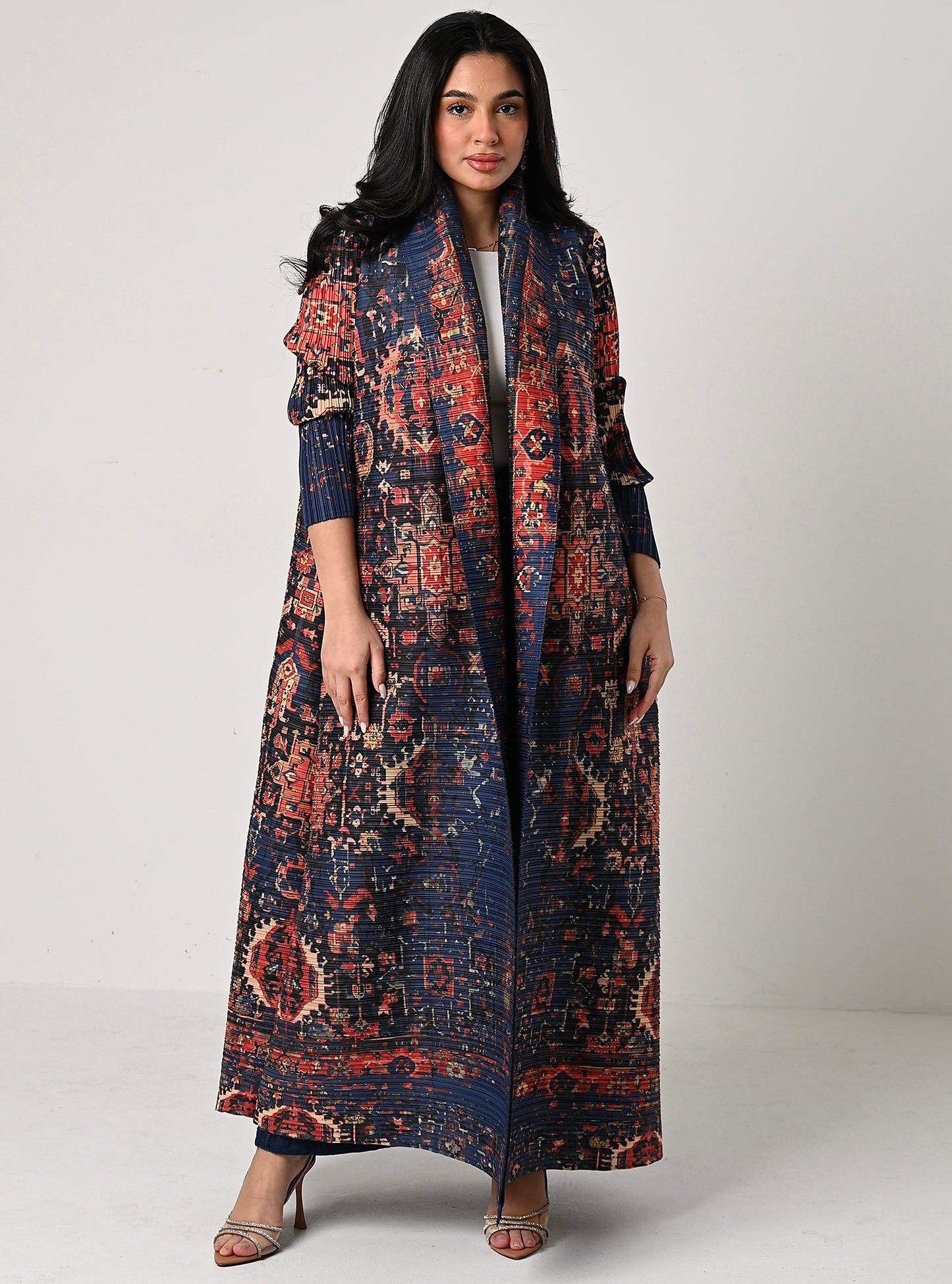 FAB108-Patterned Pleats Abaya With headscarf
