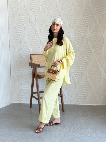 FAB306- Yellow Basic Linen Summer Set