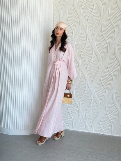 FAB311- Pink Linen Summer Dress