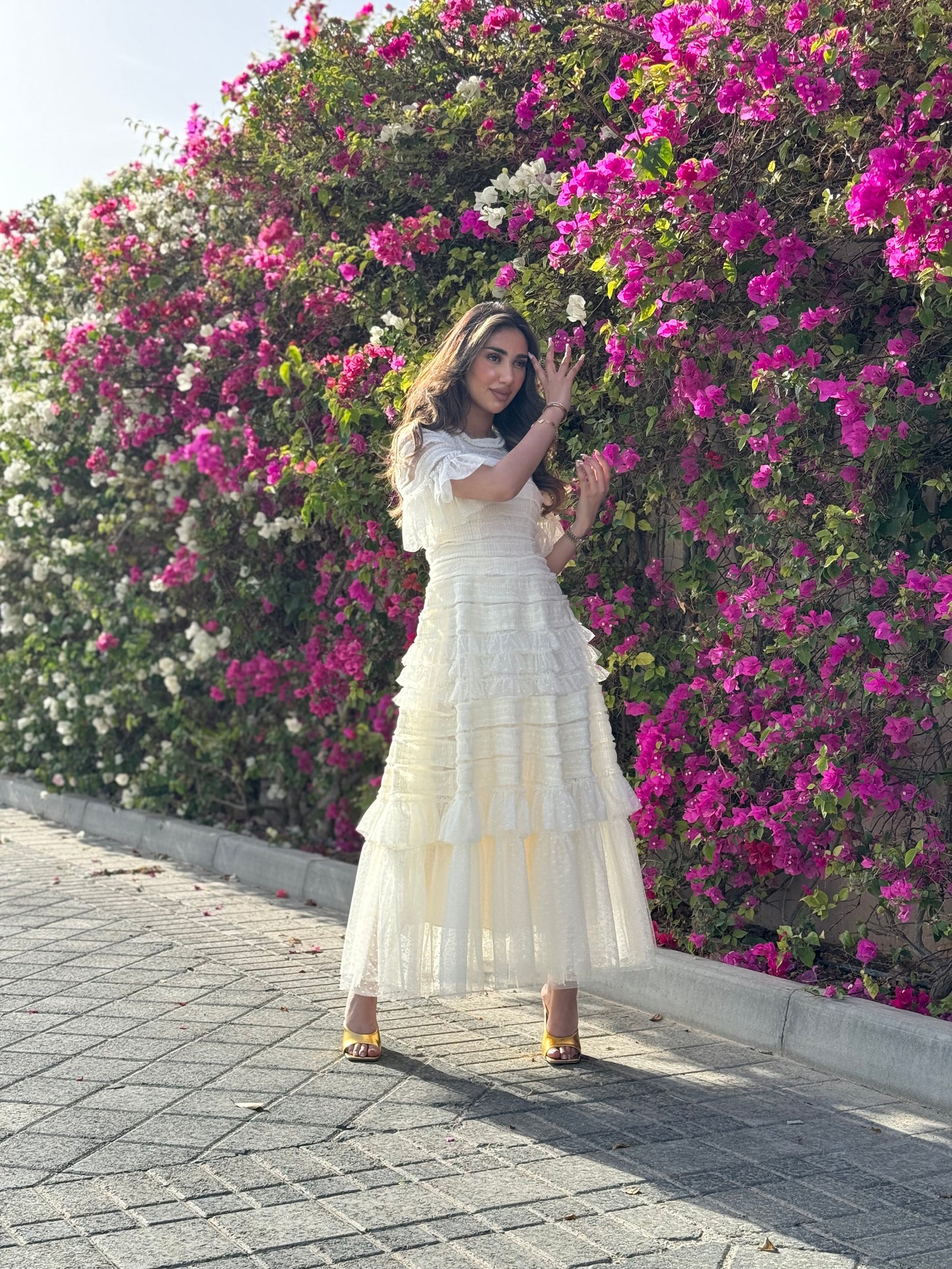 White Tulle Short Sleeve Dress