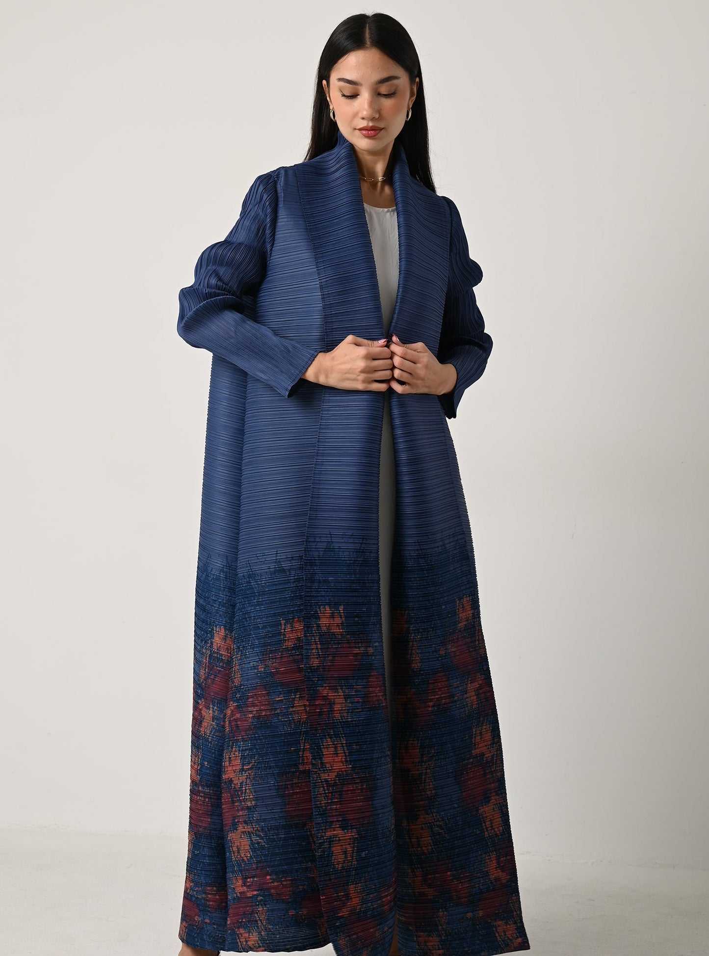 FAB120-Sky Pleats Abaya with headscarf