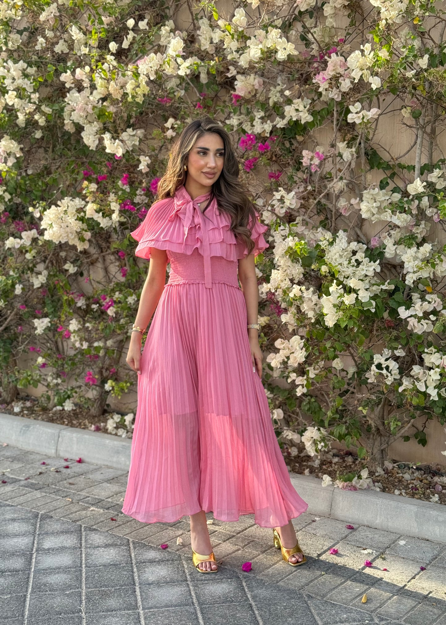 Pink Shimmer Shiffon Dress