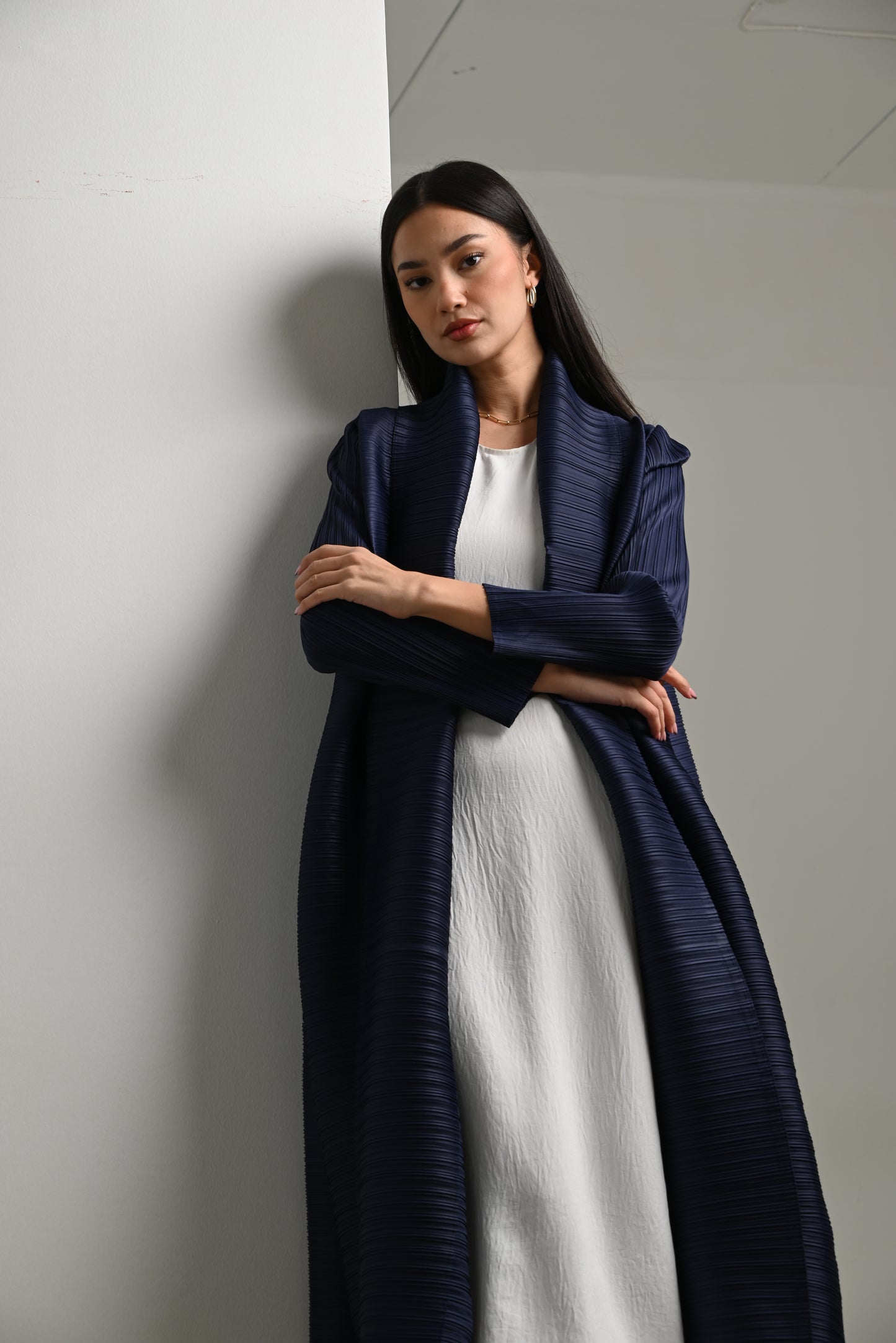 Midnight Blue Pleats Abaya