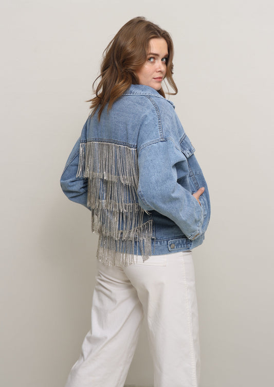 Crystal Tassels Denim Jacket