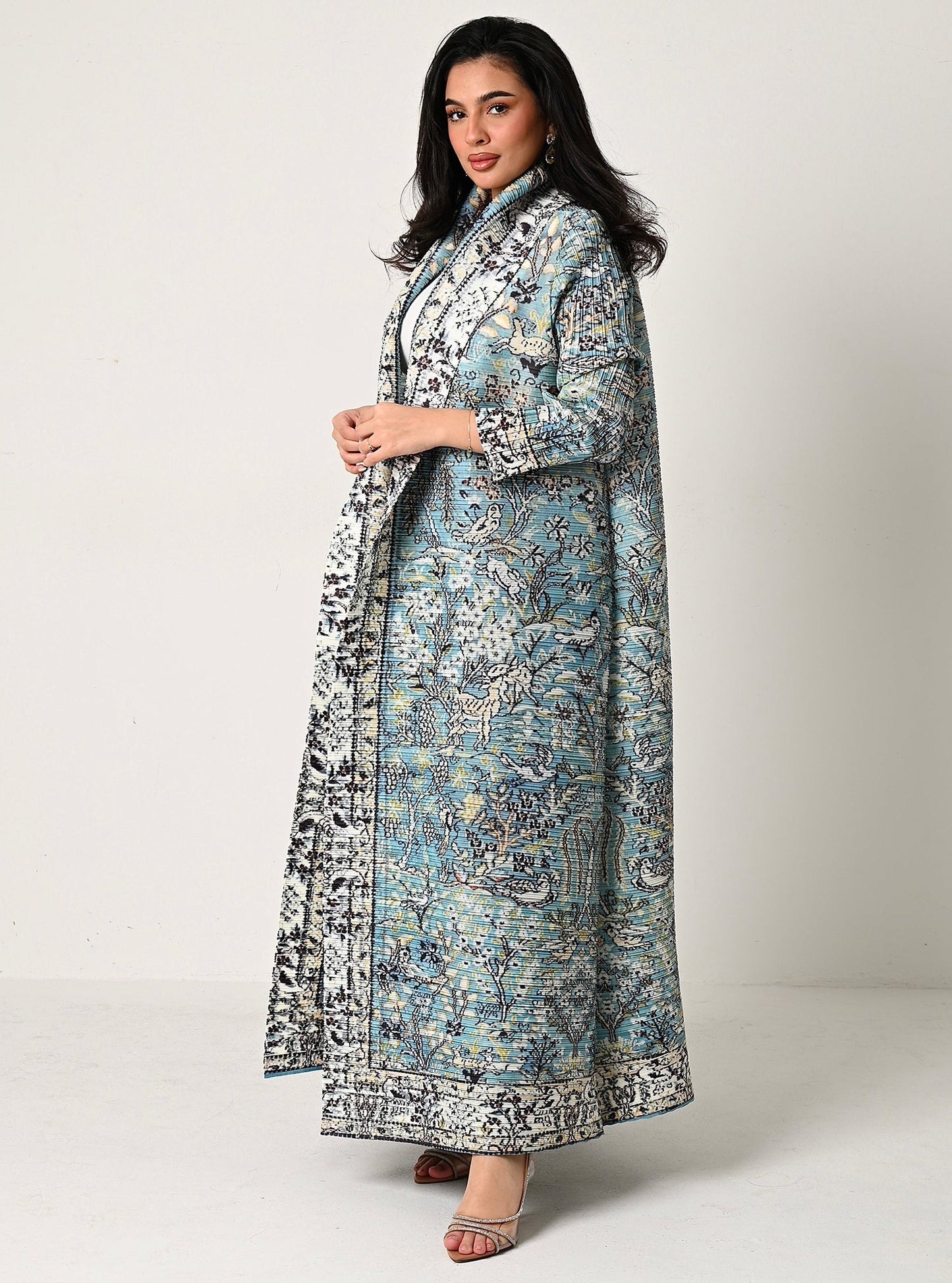 FAB109-Tiffany Patterned Pleats Abaya With headscarf
