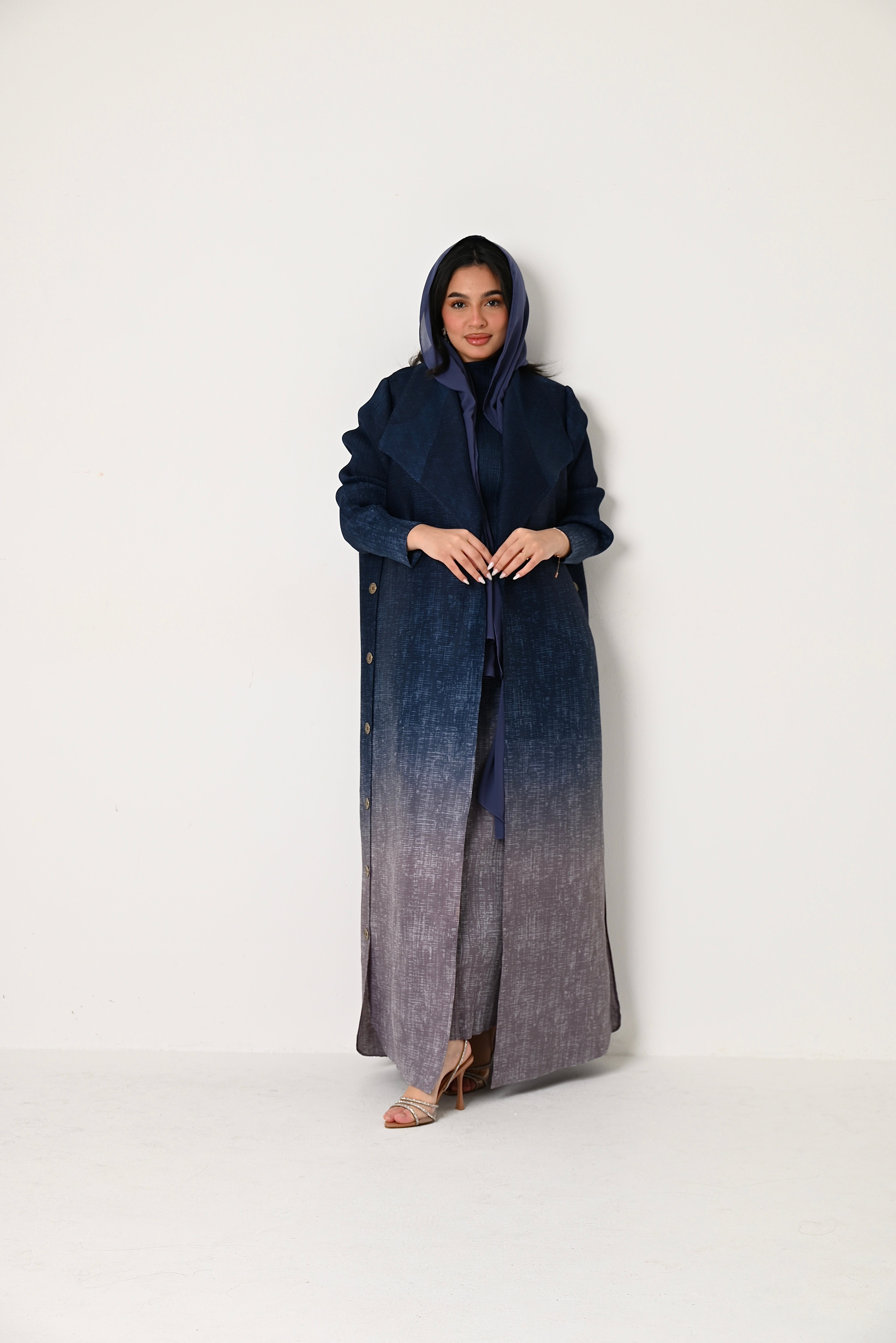 Ombré Pleats Abaya with dress