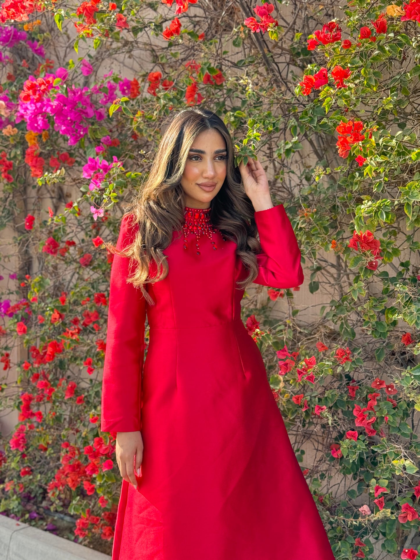 Red Crystals Tafta Dress