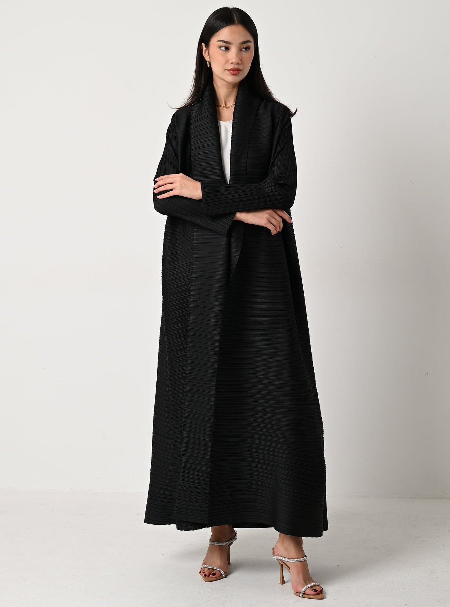 FAB113-Black Pleats Abaya with headscarf
