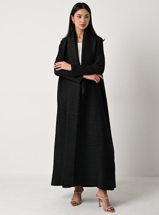 FAB113-Black Pleats Abaya with headscarf