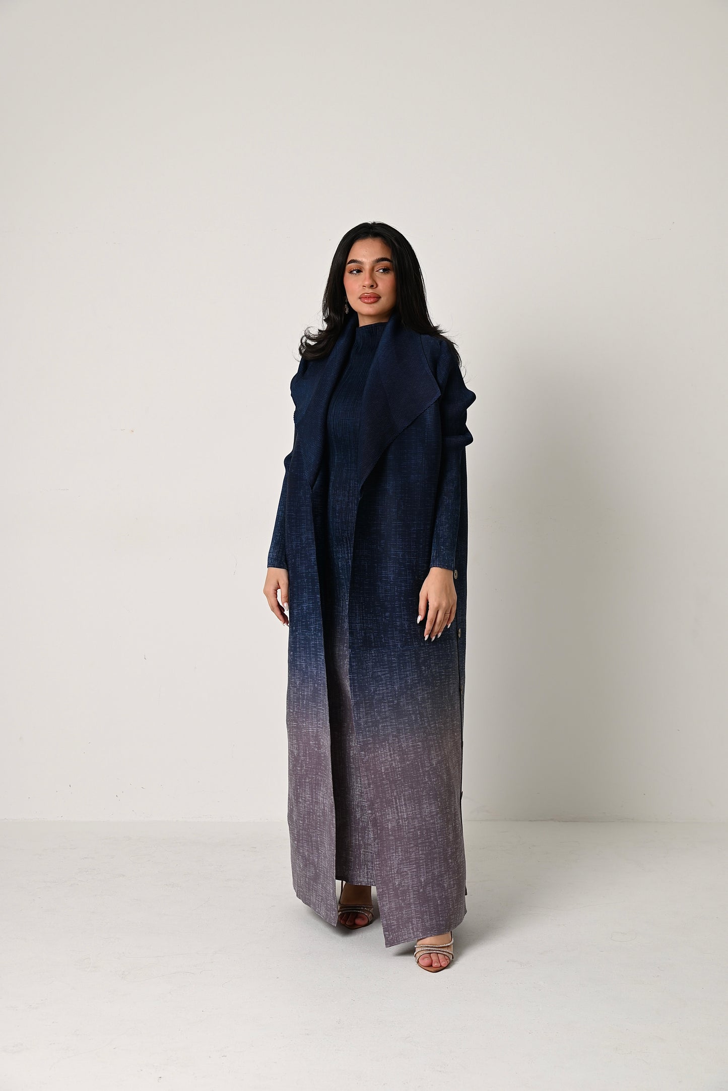 Ombré Pleats Abaya with dress