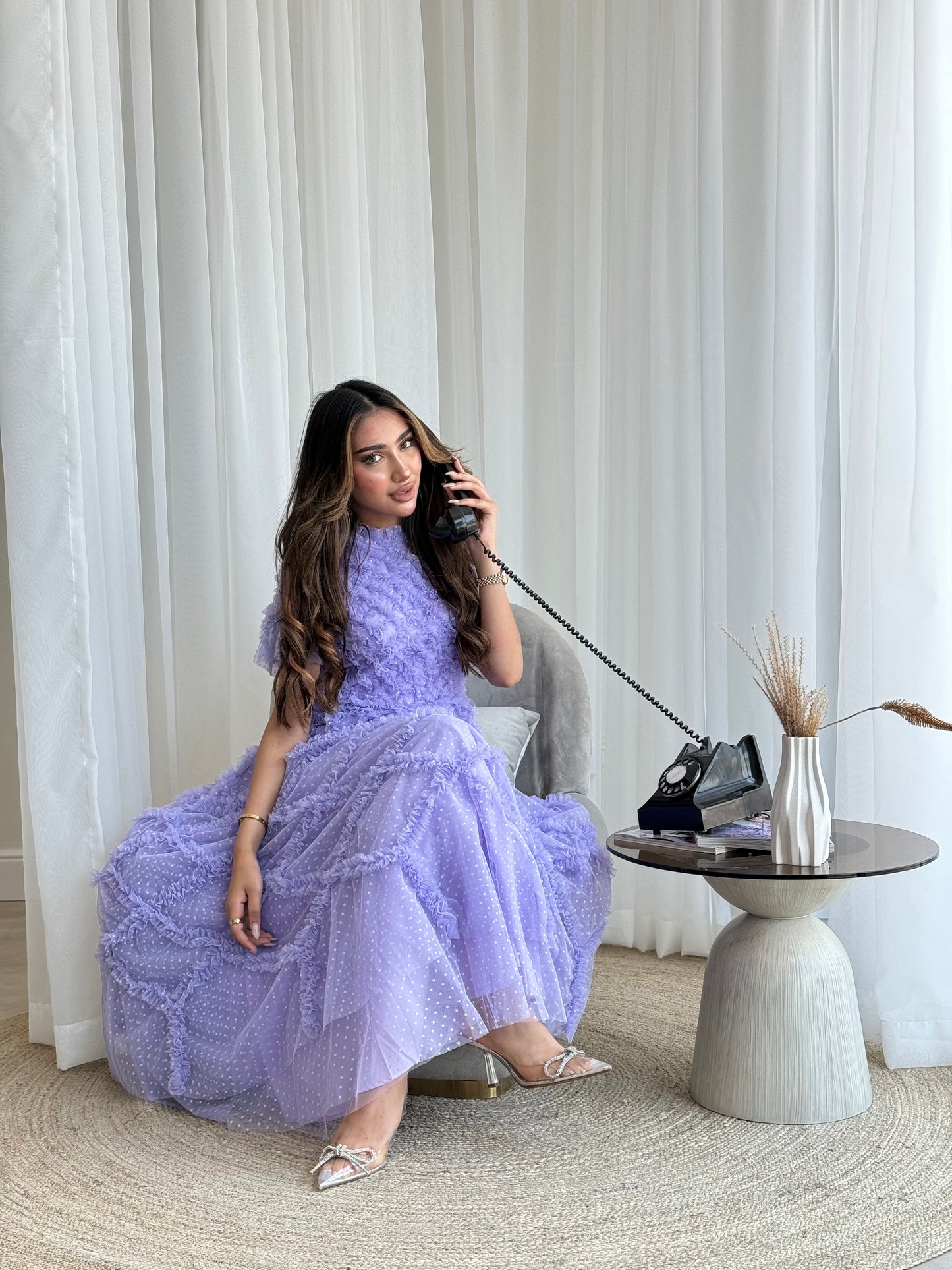 Lavender Tulle Midi Dress