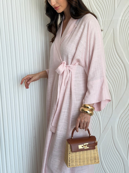 FAB311- Pink Linen Summer Dress