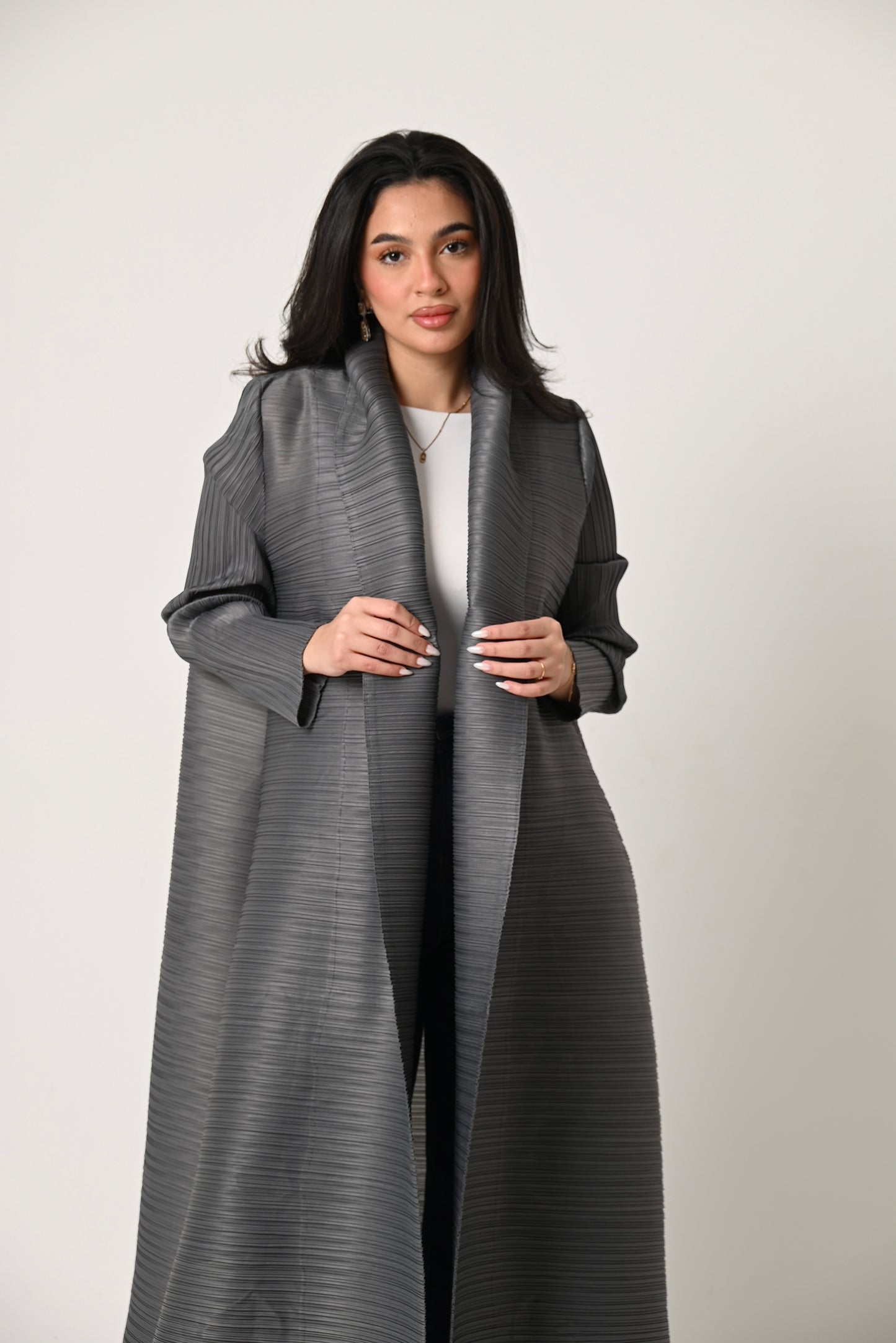 Grey Pleats Abaya