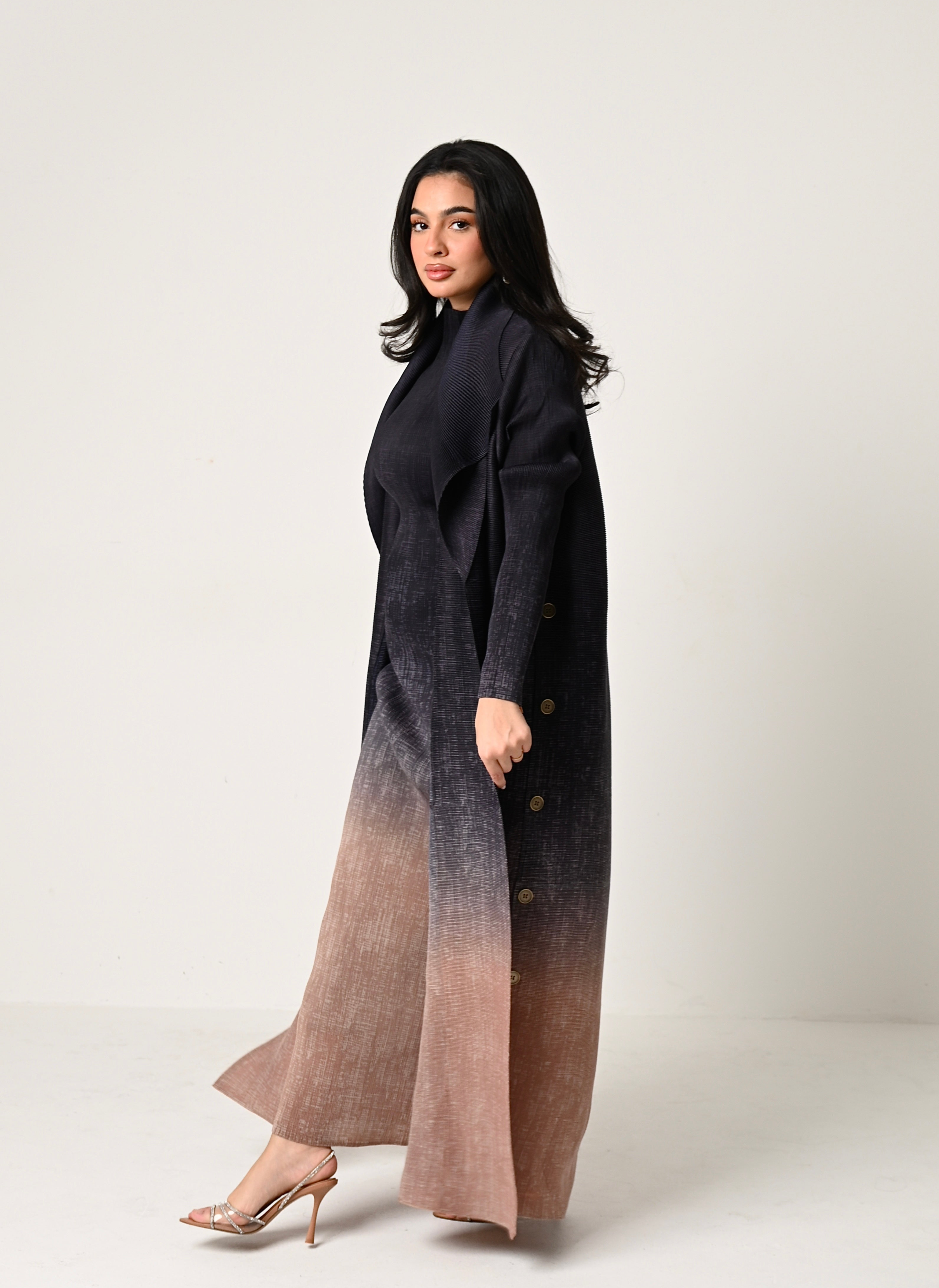 Ombré Pleats Abaya with dress