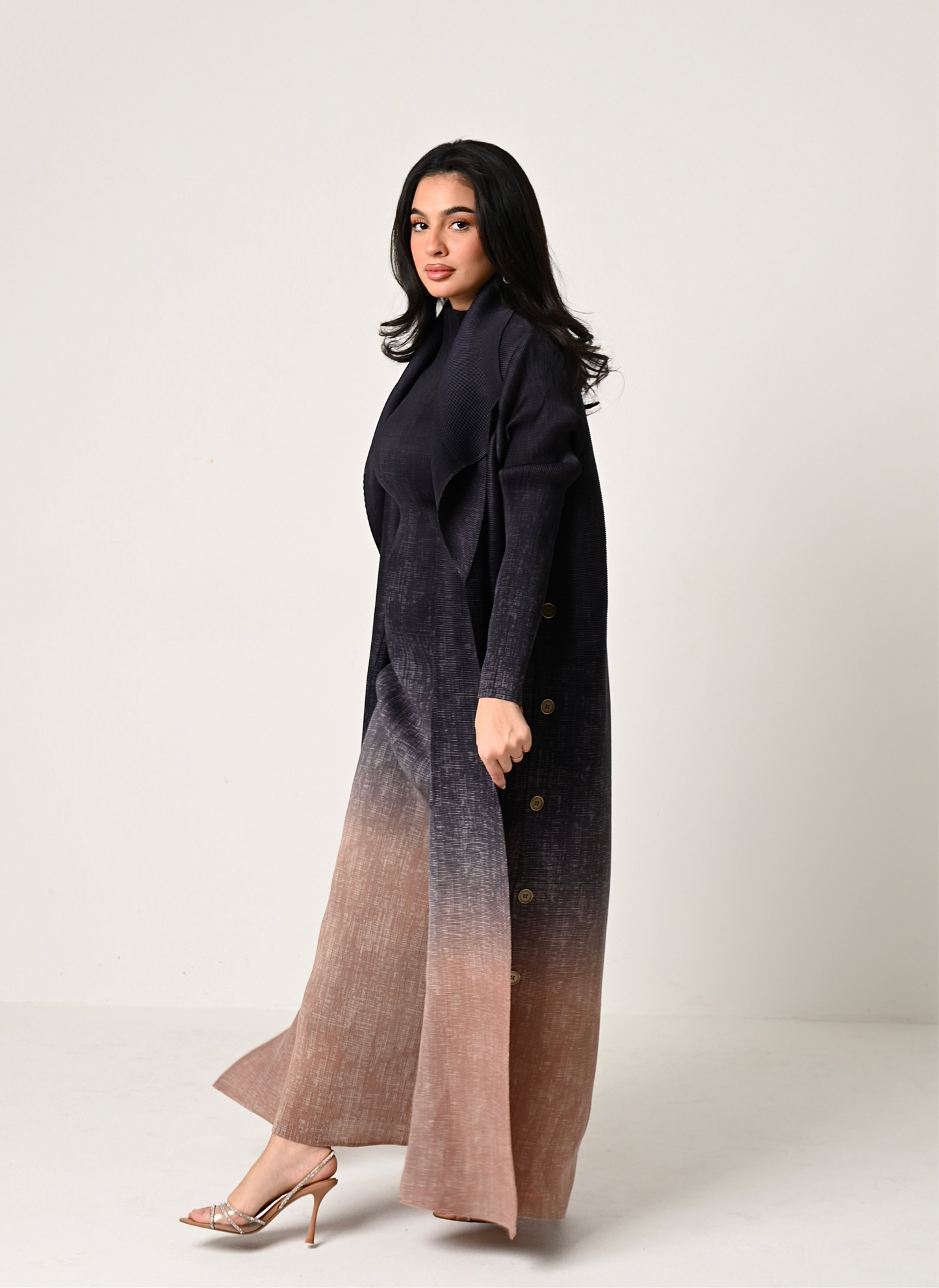 Ombré Pleats Abaya with dress