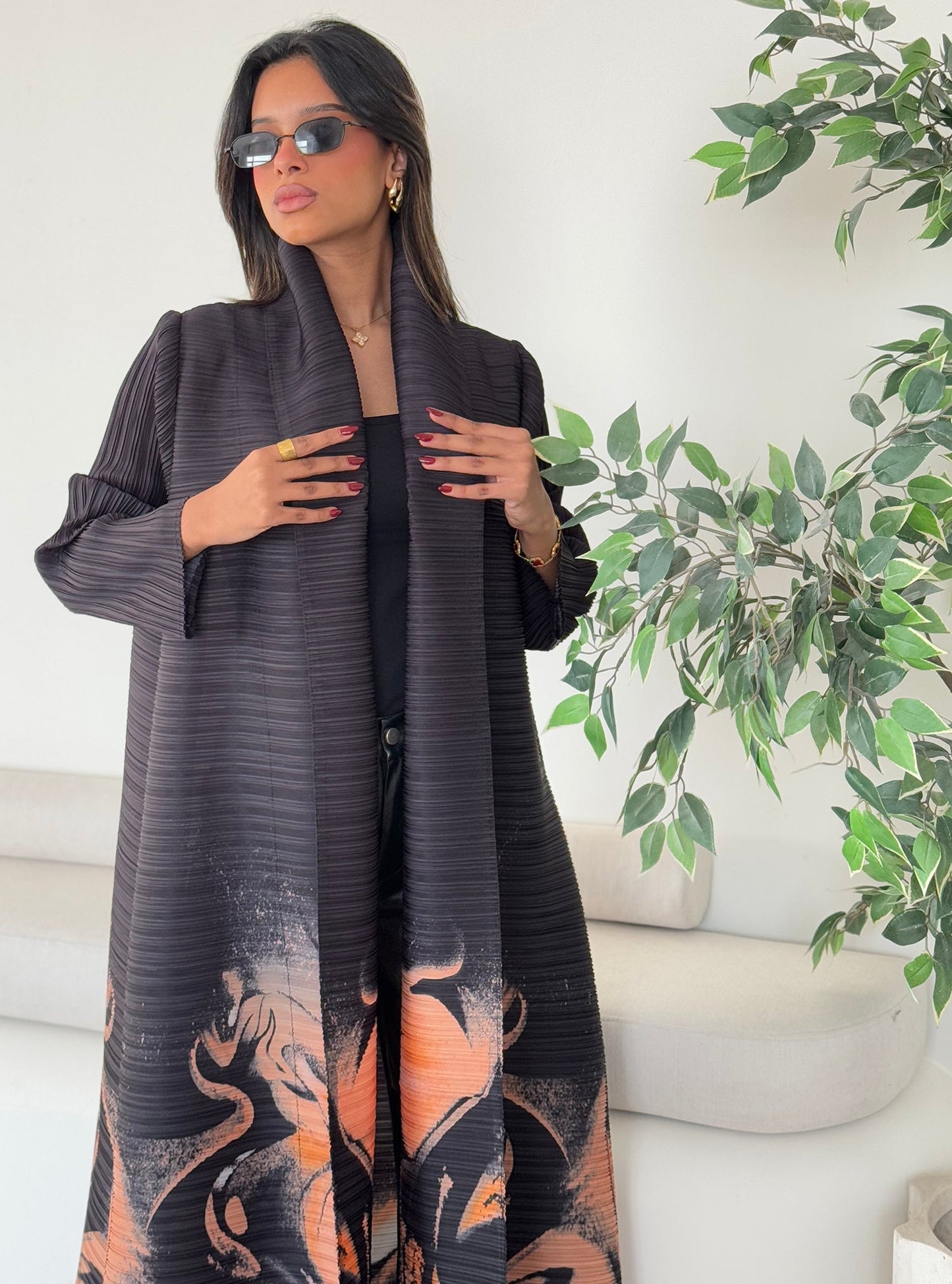 FAB126-Venus Pattern Pleats Abaya with headscarf