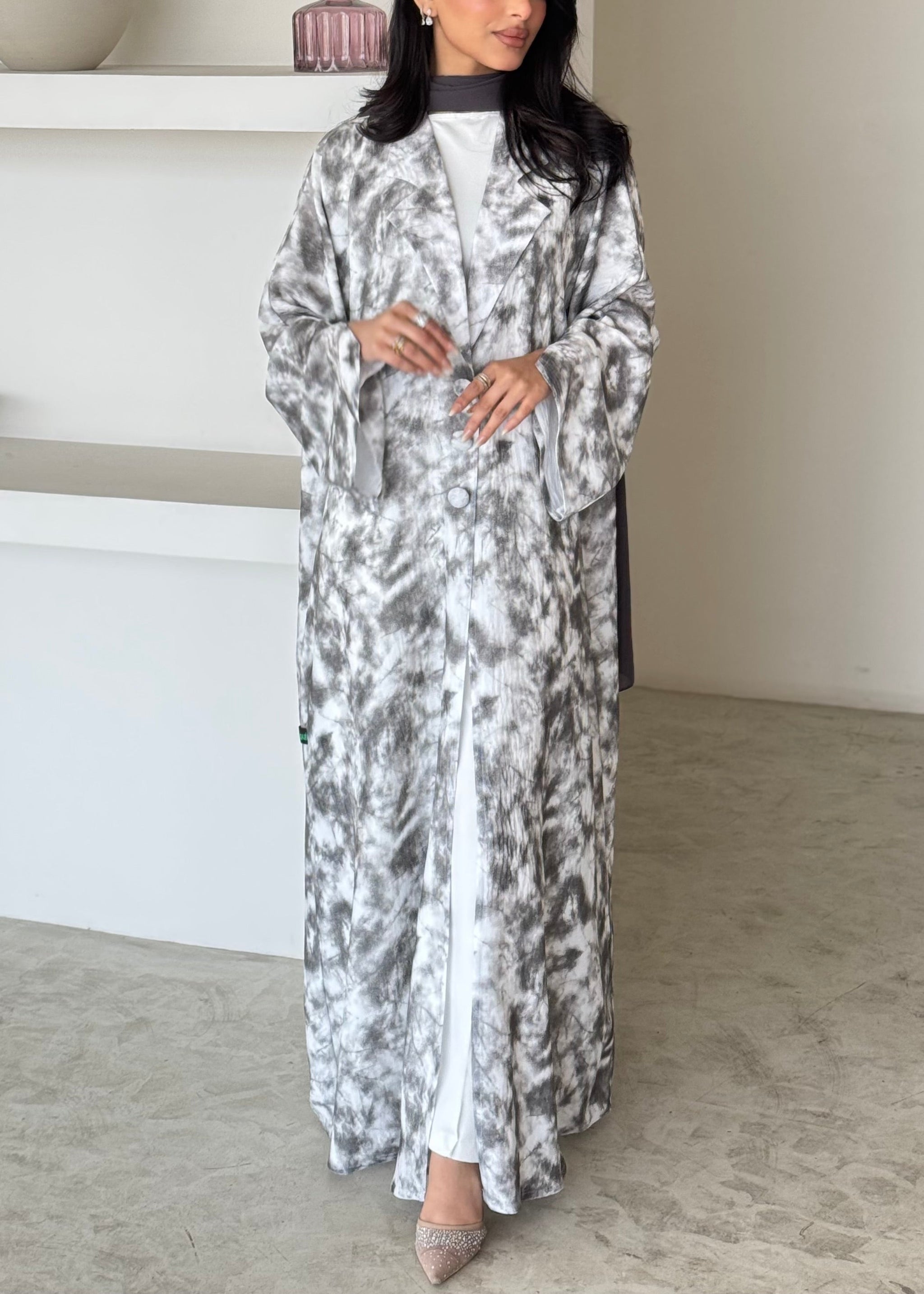 FAB180- White Blazer Cut Abaya