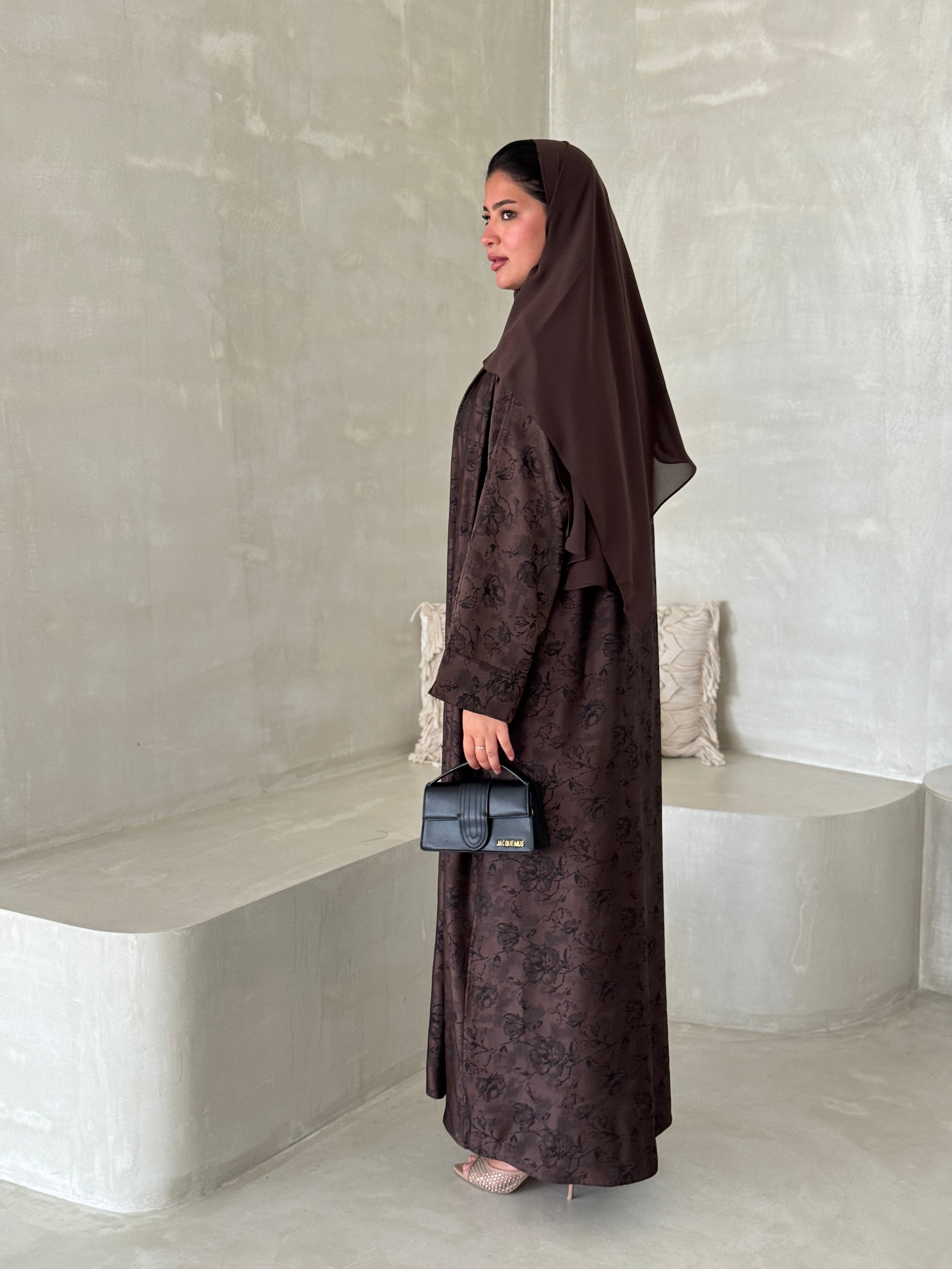 FAB192- Brown Double-face Crepe Abaya