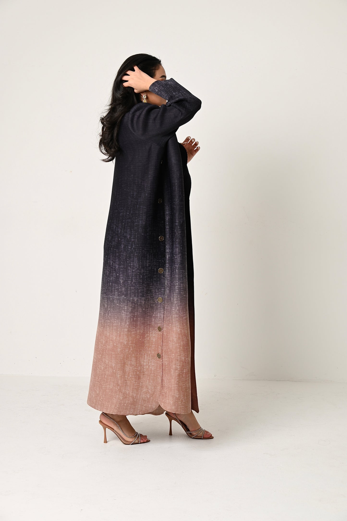 Ombré Pleats Abaya with dress