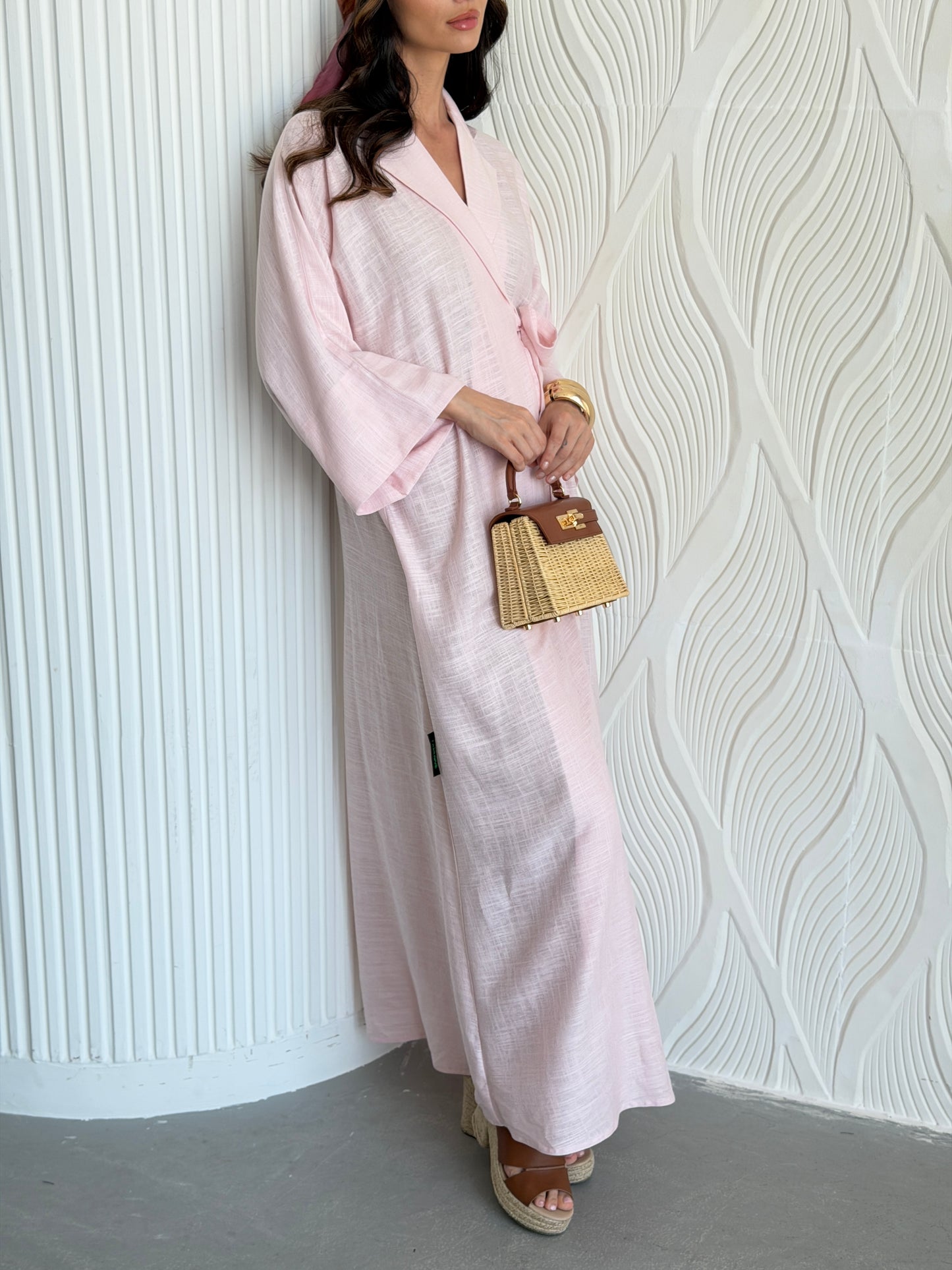 FAB311- Pink Linen Summer Dress