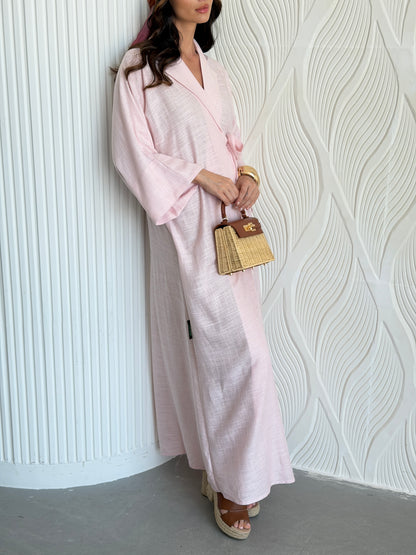 FAB311- Pink Linen Summer Dress