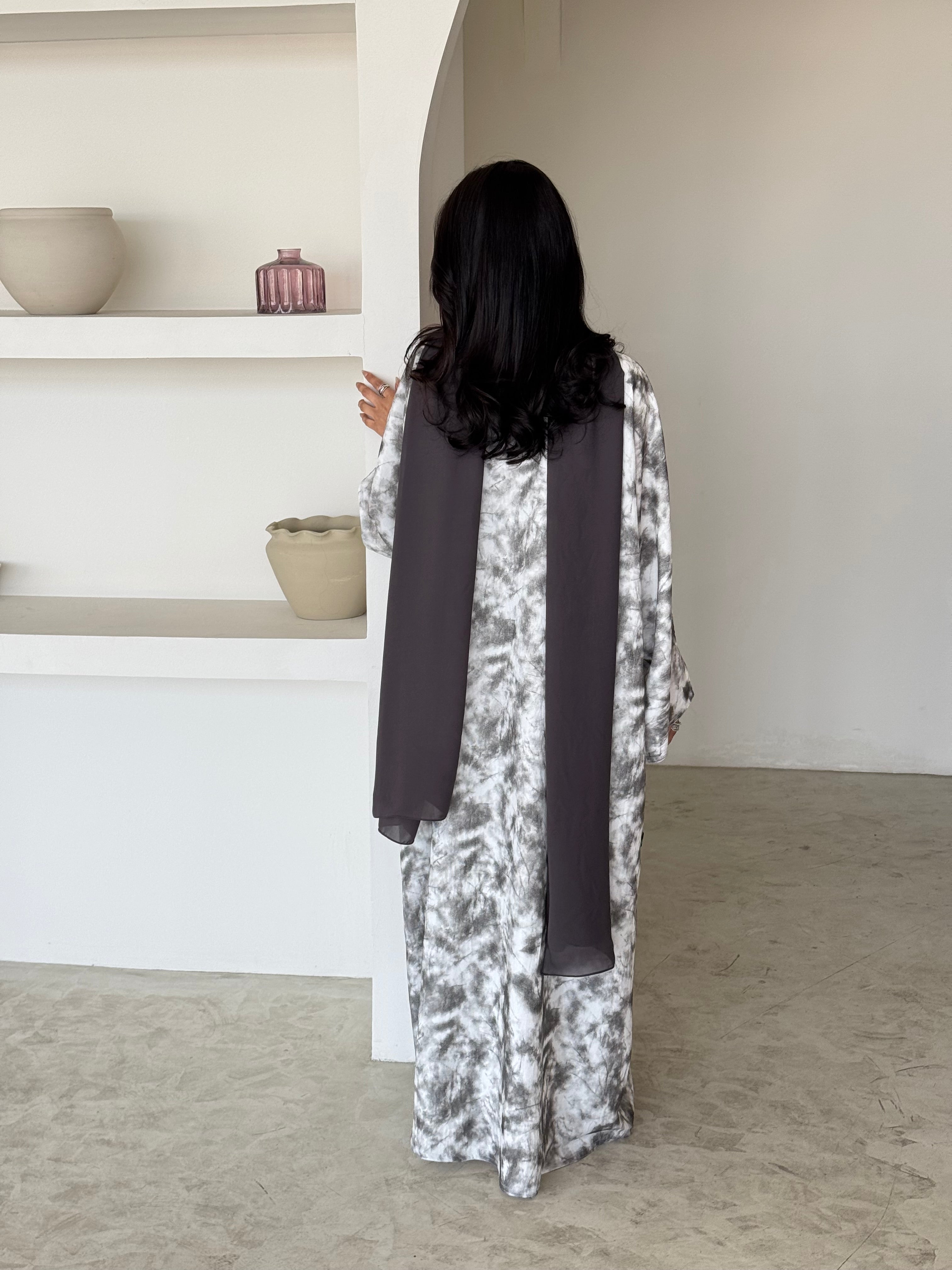 FAB180- White Blazer Cut Abaya