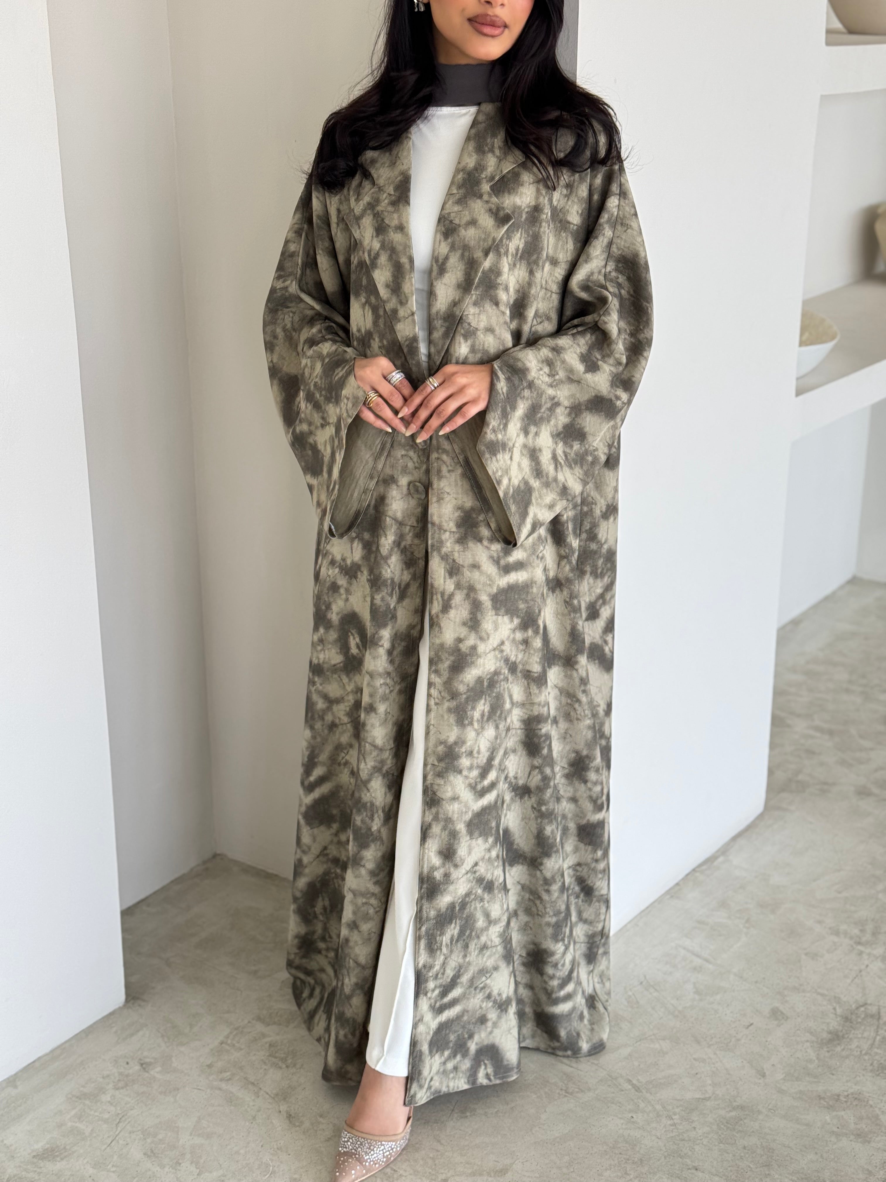 FAB179- Beige Blazer Cut Abaya