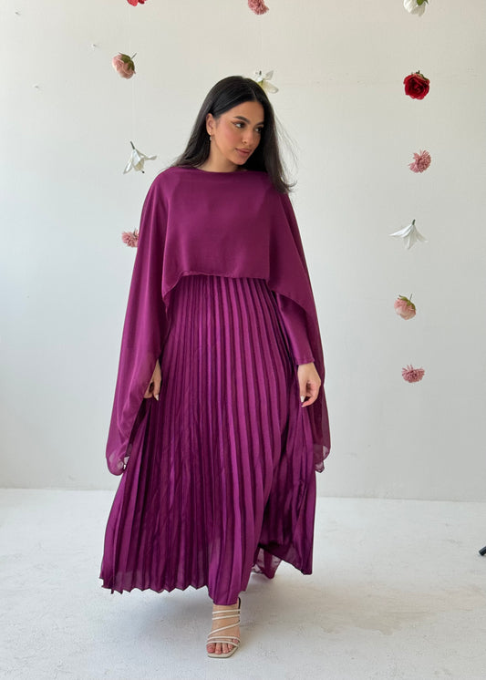 Pleated Cape Dress