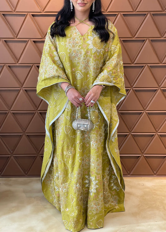 Mustard Embroidered Kaftan