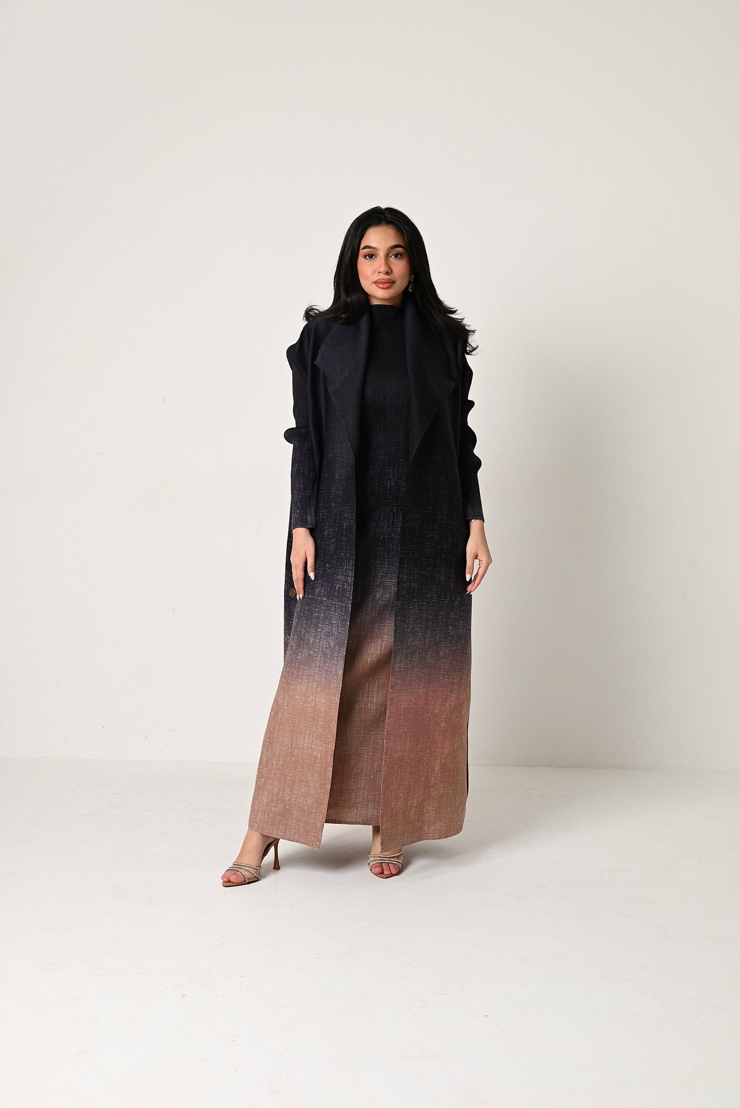 Ombré Pleats Abaya with dress