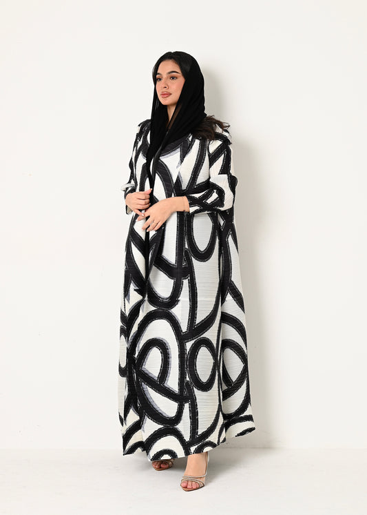 Patterned Pleats Abaya