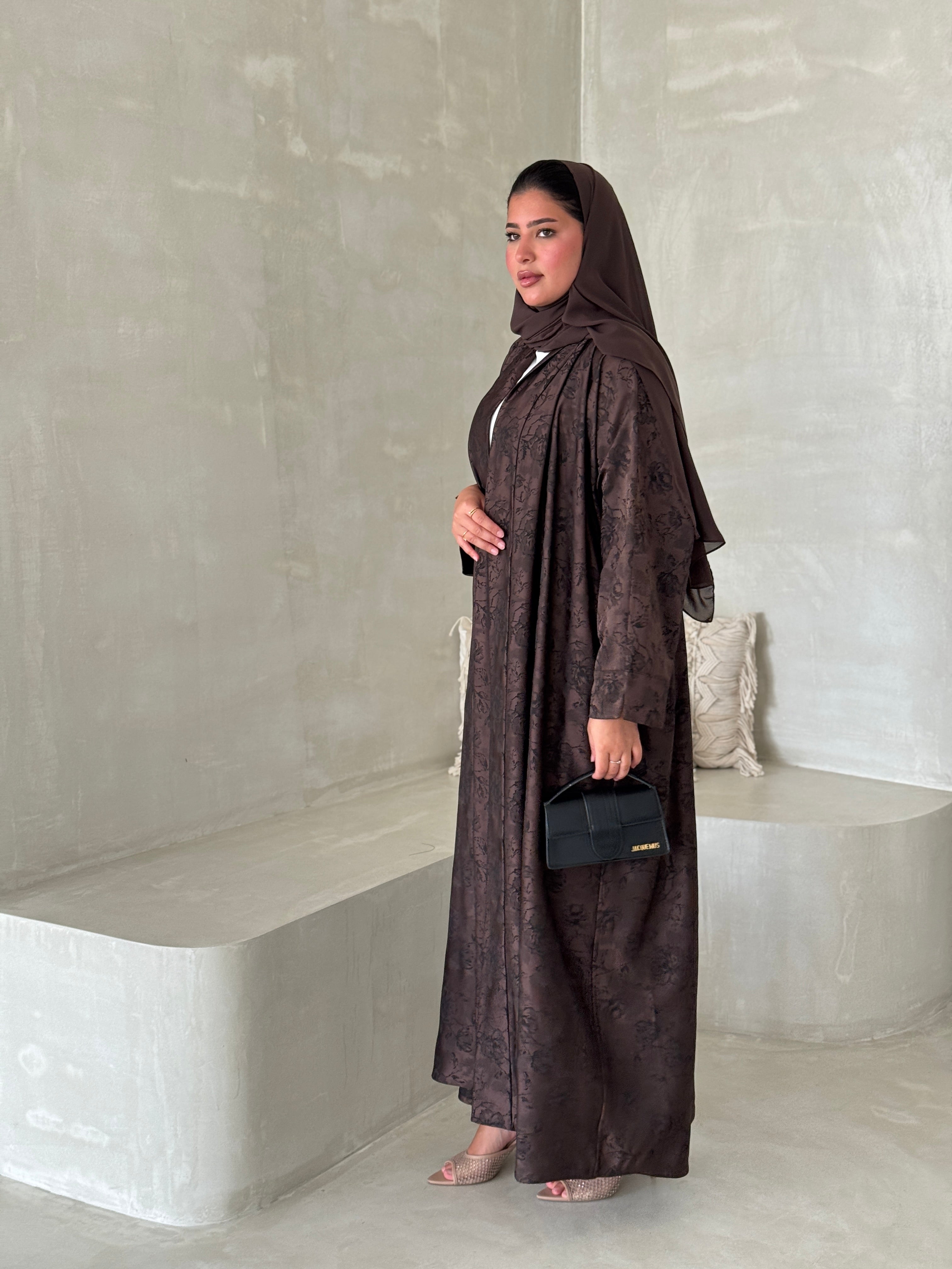 FAB192- Brown Double-face Crepe Abaya