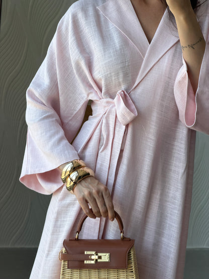 FAB311- Pink Linen Summer Dress