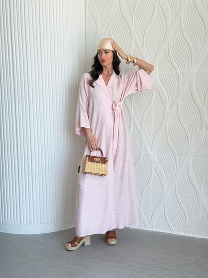 FAB311- Pink Linen Summer Dress