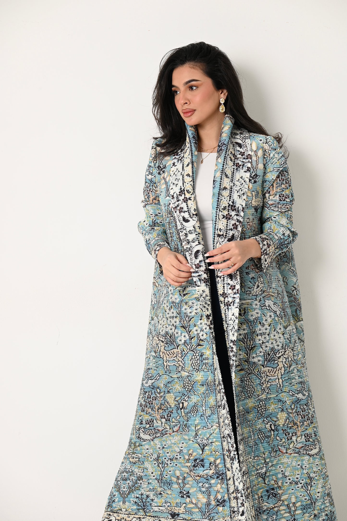 Patterned Pleats Abaya