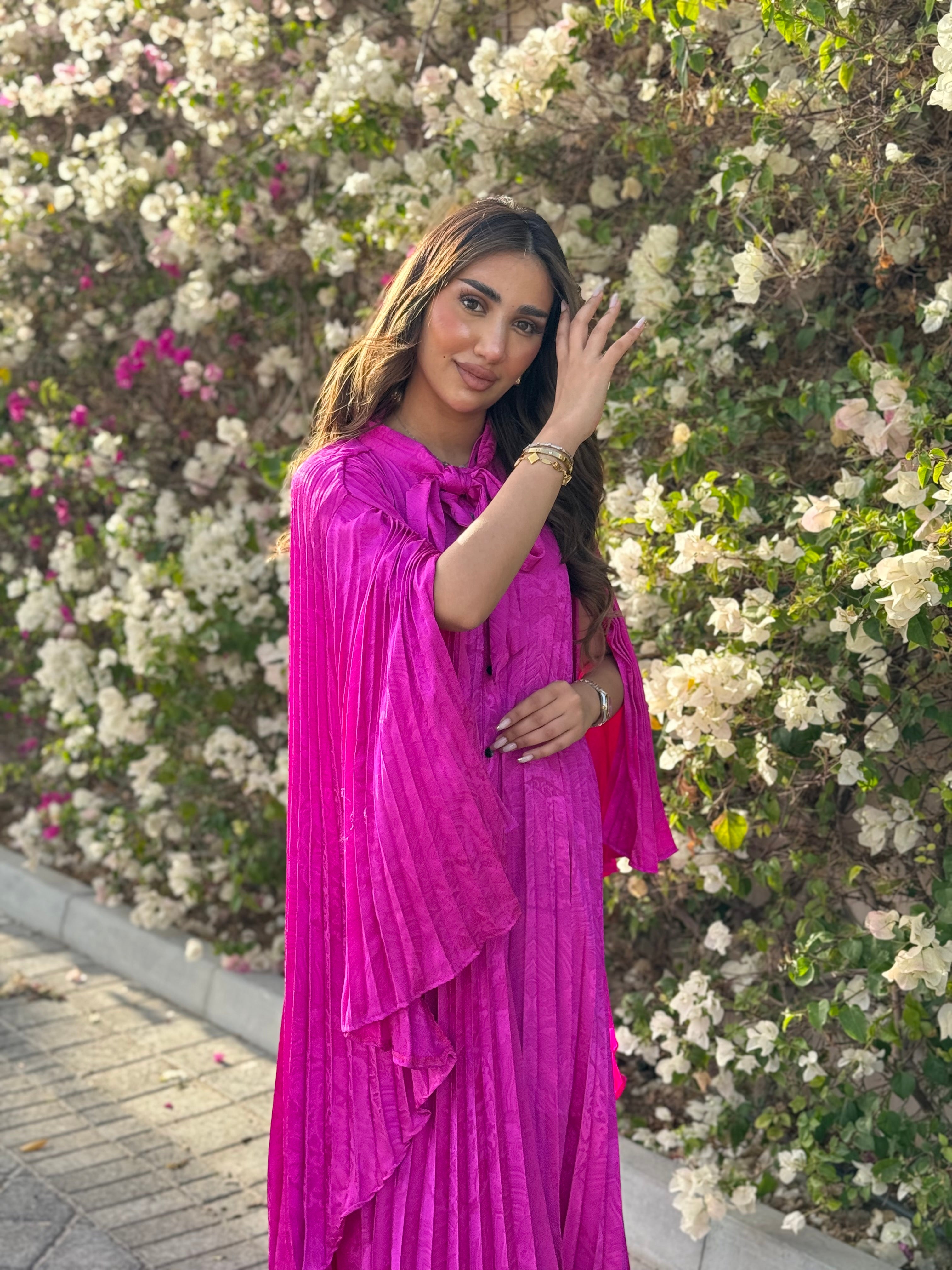 Fuchsia Pleated Maxi Dress